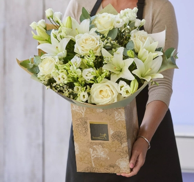 Elegant White Rose September Bouquet